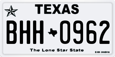 TX license plate BHH0962