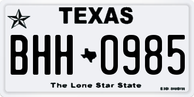 TX license plate BHH0985