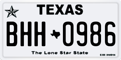 TX license plate BHH0986