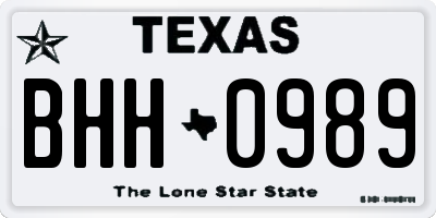 TX license plate BHH0989