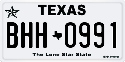 TX license plate BHH0991