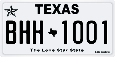 TX license plate BHH1001