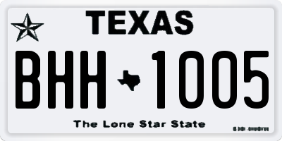 TX license plate BHH1005