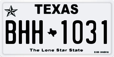 TX license plate BHH1031