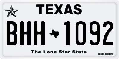 TX license plate BHH1092