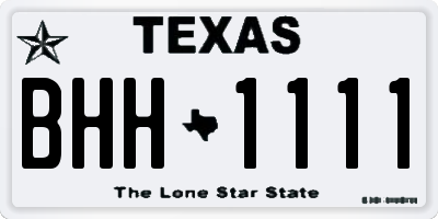 TX license plate BHH1111