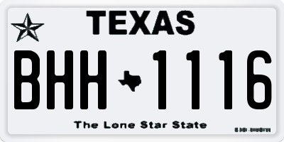 TX license plate BHH1116