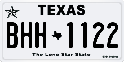 TX license plate BHH1122