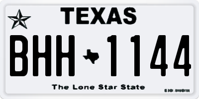 TX license plate BHH1144