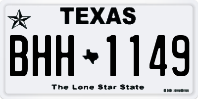 TX license plate BHH1149