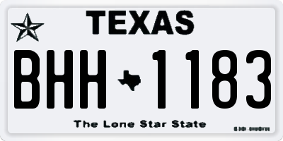 TX license plate BHH1183