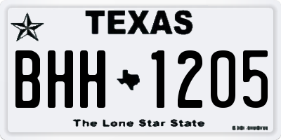 TX license plate BHH1205