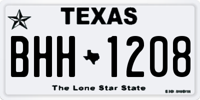 TX license plate BHH1208