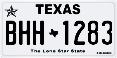 TX license plate BHH1283