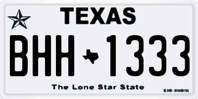TX license plate BHH1333