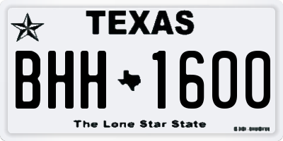 TX license plate BHH1600