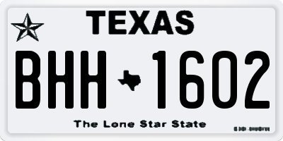 TX license plate BHH1602