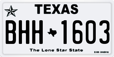 TX license plate BHH1603