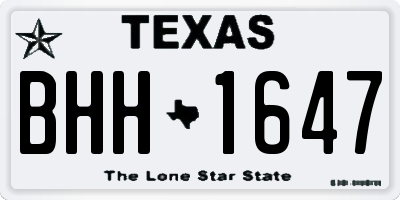 TX license plate BHH1647