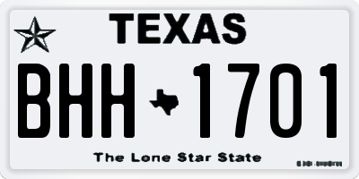 TX license plate BHH1701