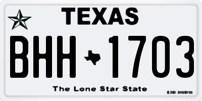 TX license plate BHH1703
