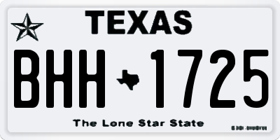 TX license plate BHH1725