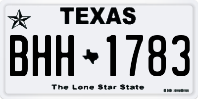 TX license plate BHH1783