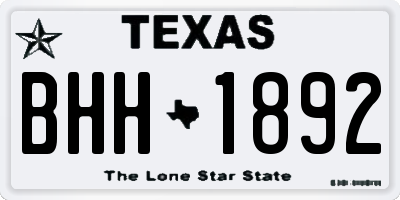 TX license plate BHH1892