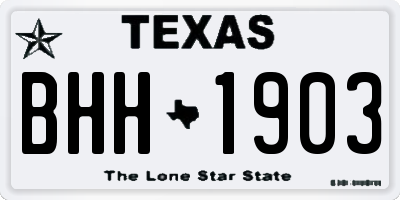 TX license plate BHH1903