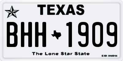 TX license plate BHH1909