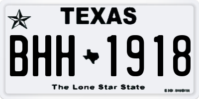 TX license plate BHH1918