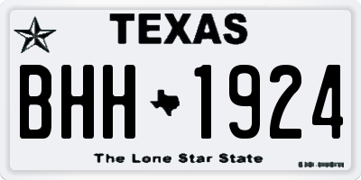 TX license plate BHH1924