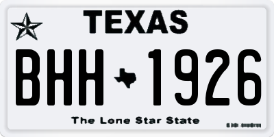 TX license plate BHH1926
