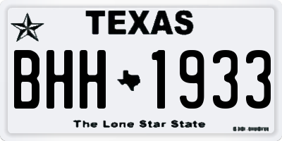 TX license plate BHH1933