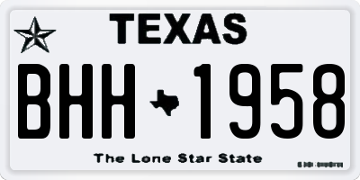 TX license plate BHH1958