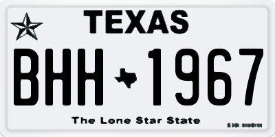 TX license plate BHH1967