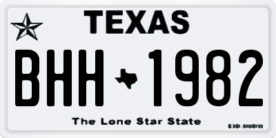 TX license plate BHH1982