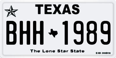 TX license plate BHH1989