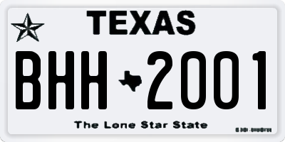 TX license plate BHH2001