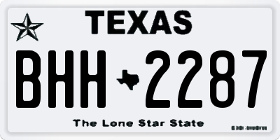 TX license plate BHH2287