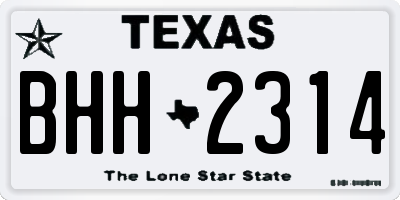 TX license plate BHH2314