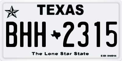 TX license plate BHH2315
