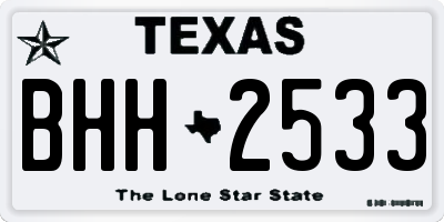 TX license plate BHH2533