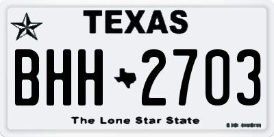 TX license plate BHH2703