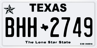 TX license plate BHH2749