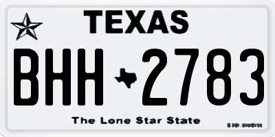 TX license plate BHH2783