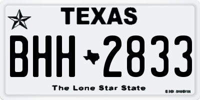 TX license plate BHH2833