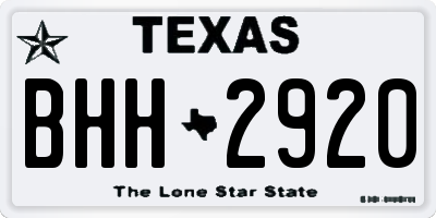 TX license plate BHH2920