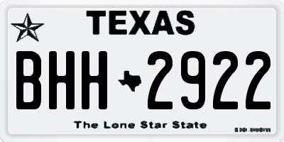 TX license plate BHH2922