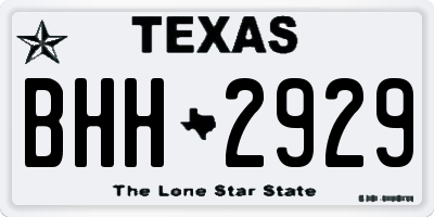 TX license plate BHH2929